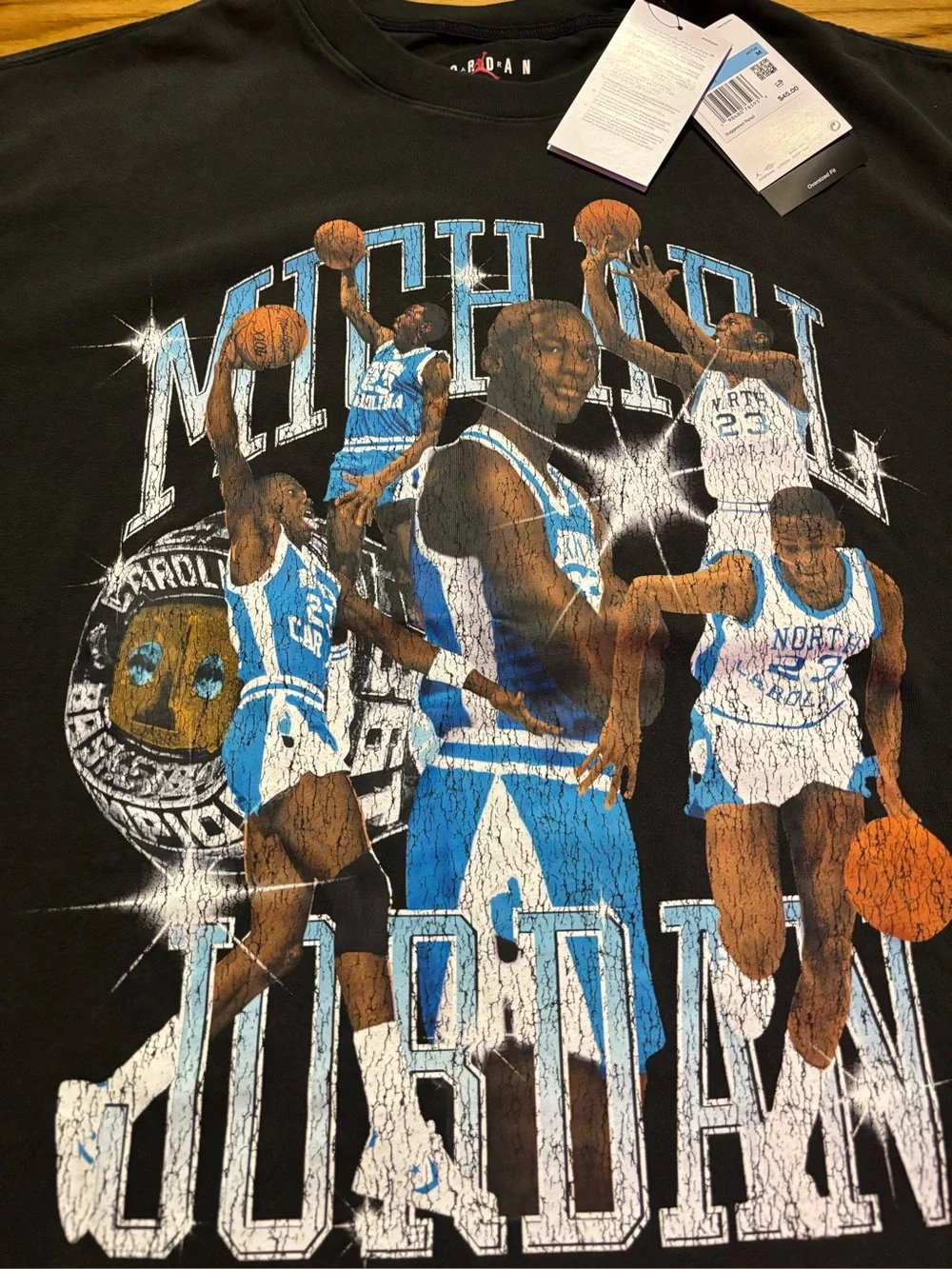 Jordan OVERSIZED FIT T-Shirt Men’s sz Retro faded Graphic of MICHAEL AT UNC NEW